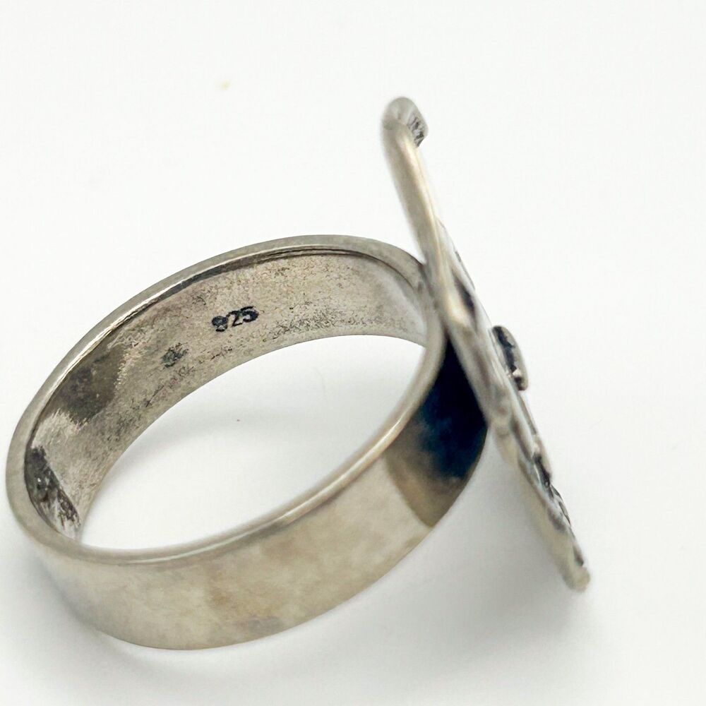 Fleur-De-Lis Coin 925 Sterling Silver Ring Size 8.75 - Picture 6 of 9